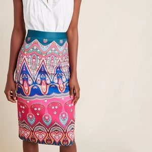 Anthropologie Siddhartha Bansal Layla Embroidered Pencil Skirt